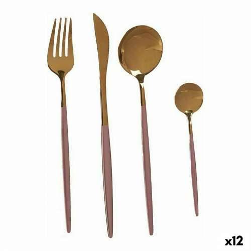 Set Pribora za Jelo Kinvara BST-CT022 Roza zlatan Nehrđajući Čelik 16 x 5 x 24,5 cm (12 kom.) Cijena