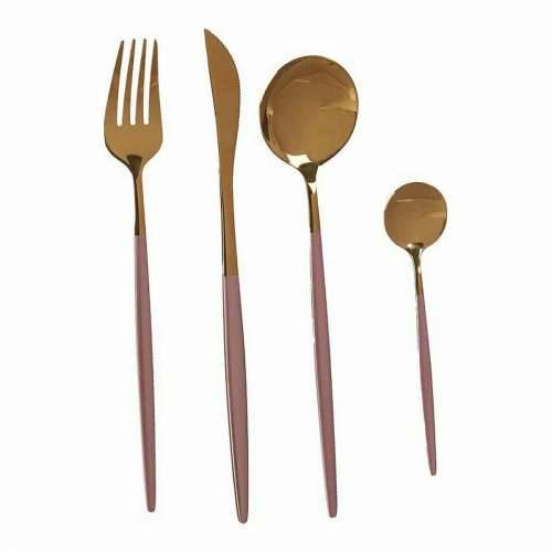 Set Pribora za Jelo Kinvara BST-CT022 Roza zlatan Nehrđajući Čelik 16 x 5 x 24,5 cm (12 kom.) Cijena