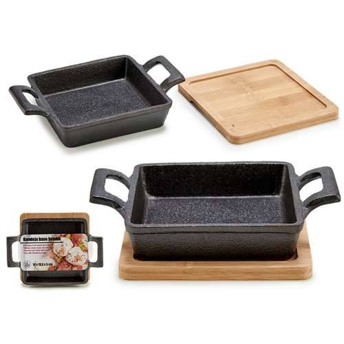 Tava za Posluživanje Tapasa Kinvara 1277SJ4810 Smeđa Crna Bambus Željezo 19 x 5 x 14 cm (12 kom.) Cijena