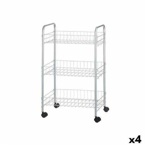 Kolica za Povrće Srebrna Metal Plastika 37 x 27 x 62,3 cm (4 kom.) Cijena