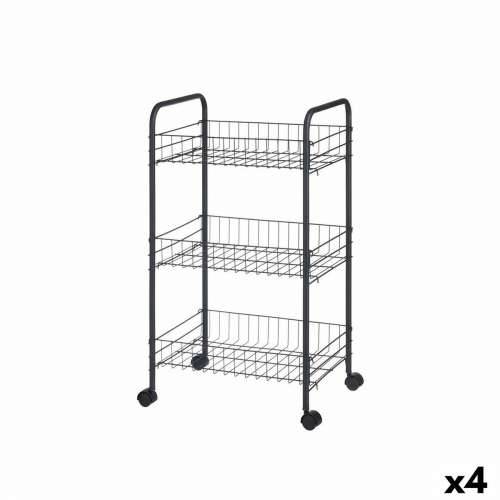 Kolica za Povrće Crna Metal Plastika 37 x 27 x 63 cm (4 kom.) Cijena