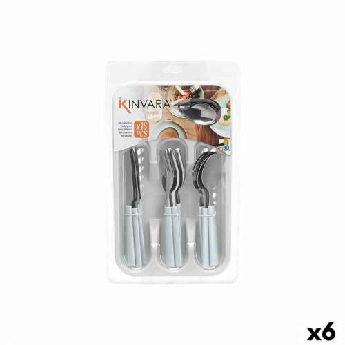Set Pribora za Jelo Kinvara KT166096-1C Bijela Srebrna Nehrđajući Čelik Plastika (6 kom.) Cijena