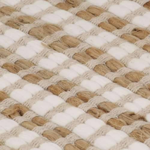 Ručno tkani tepih od jute i tkanine 120 x 180 cm prirodni i bijeli Cijena