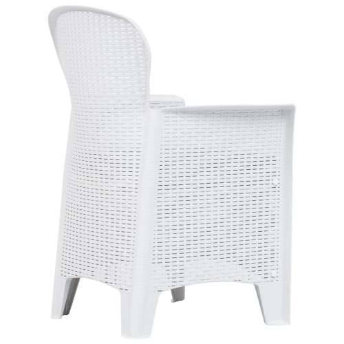 Vrtne stolice 2 kom s jastucima bijele plastične nalik na ratan Cijena