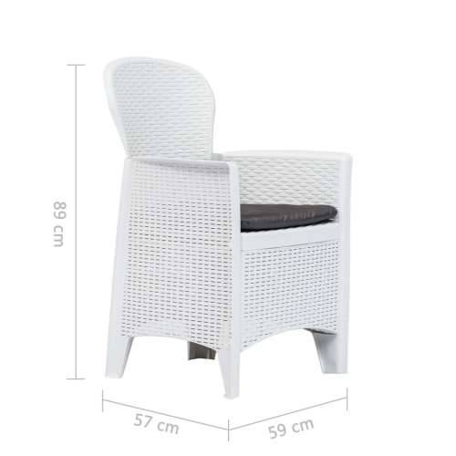 Vrtne stolice 2 kom s jastucima bijele plastične nalik na ratan Cijena