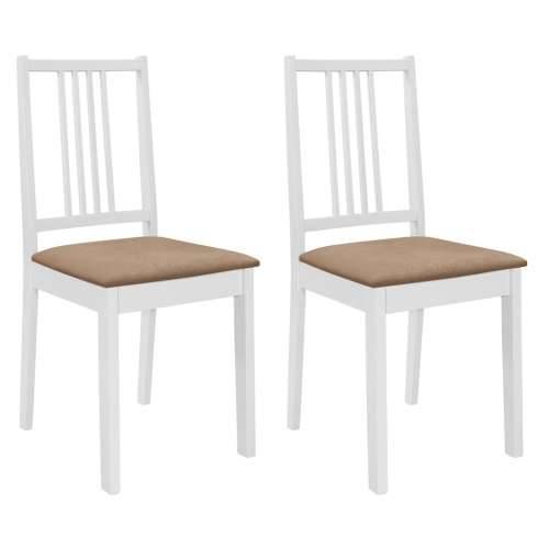 Blagovaonske stolice od masivnog drva s jastucima 2 kom bijele