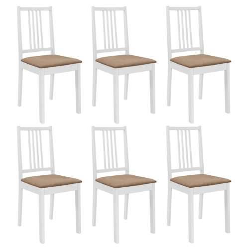 Blagovaonske stolice od masivnog drva s jastucima 6 kom bijele