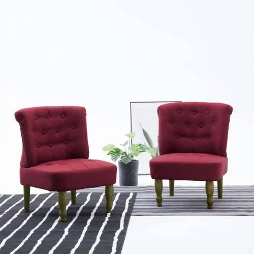 Francuske stolice od tkanine 2 kom crvena boja vina