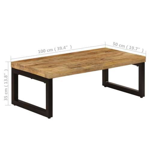Stolić za kavu 100 x 50 x 35 cm od masivnog drva manga i čelika - 1 masivno drvo manga (crne noge) Cijena