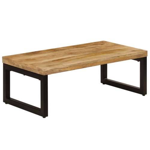 Stolić za kavu 100 x 50 x 35 cm od masivnog drva manga i čelika - 1 masivno drvo manga (crne noge) Cijena