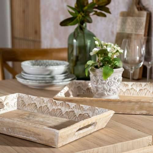 Pladanj za aperitive 45,5 x 30,5 x 5,5 cm Bijela Drvo Manga (2 kom.) Cijena