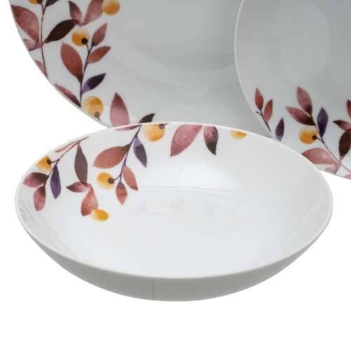 Posuđe za jelo Bijela Pisana Porculan Listovi 1 cm 37 x 23 x 30 cm 18 Dijelovi Cijena
