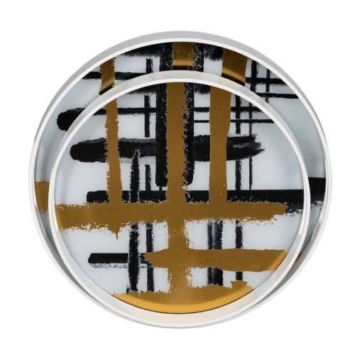 Pladanj za aperitive Bijela Crna zlatan PVC Kristal Apstraktno 42 x 42 x 4,2 cm (2 kom.) Cijena