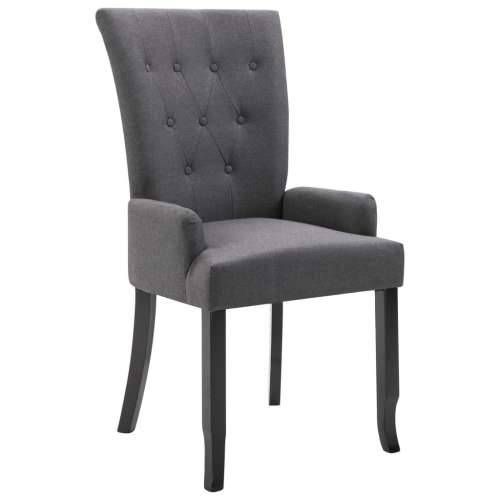 Blagovaonska stolica od tkanine s naslonima za ruke tamnosiva Cijena
