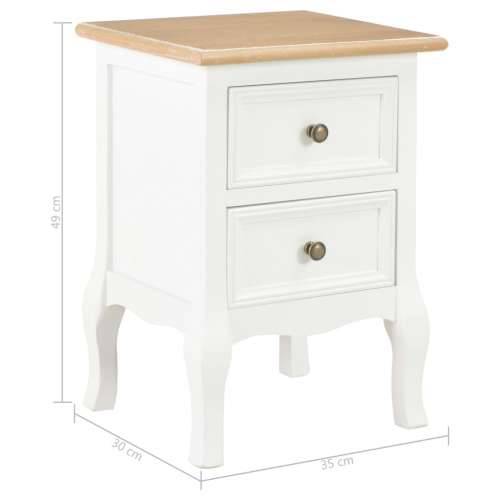 Noćni ormarić 2 kom bijeli 35 x 30 x 49 cm MDF - Bijela i smeđa 2 Cijena