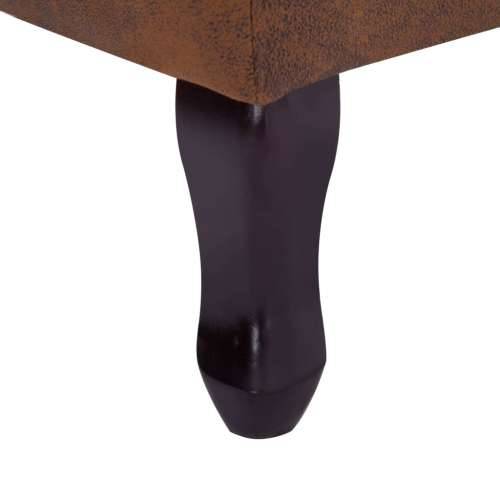 Fotelja Chesterfield s tabureom od umjetne brušene kože smeđa Cijena