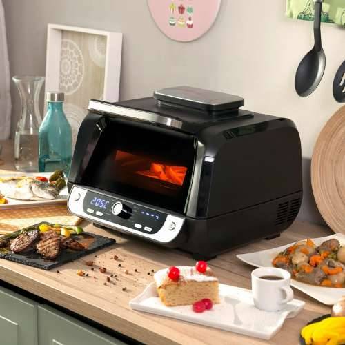 Friteza na Zrak s Roštiljem, Priborom i Kuharicom InnovaGoods Fryinn 12-in-1 6000 Crna Čelik 3400 W 6 L Cijena