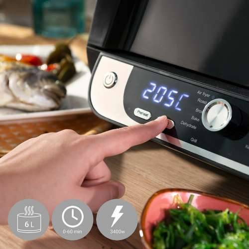Friteza na Zrak s Roštiljem, Priborom i Kuharicom InnovaGoods Fryinn 12-in-1 6000 Crna Čelik 3400 W 6 L Cijena