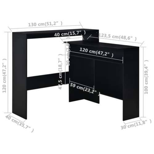 Barski stol s 2 stolne ploče crni 130 x 40 x 120 cm - Crna 1 Cijena
