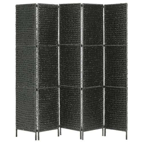 Paravan - Sobna pregrada s 5 panela crna 193 x 160 cm od vodenog zumbula - Crna 5 Cijena