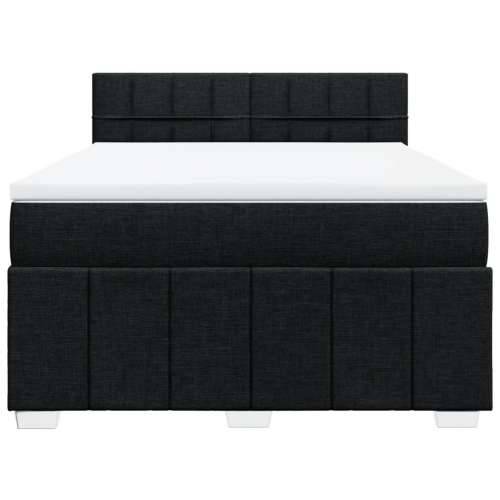 Krevet s oprugama i madracem crni 160x200 cm od tkanine - Crna 160 x 200 cm Blok s kvadratima Cijena