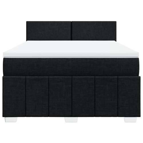 Krevet s oprugama i madracem crni 160x200 cm od tkanine - Crna 160 x 200 cm Gladak dizajn Cijena