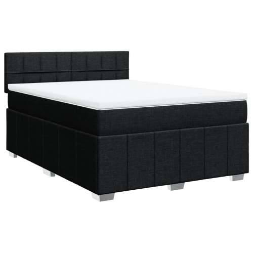 Krevet s oprugama i madracem crni 160x200 cm od tkanine - Crna 160 x 200 cm Blok s kvadratima Cijena