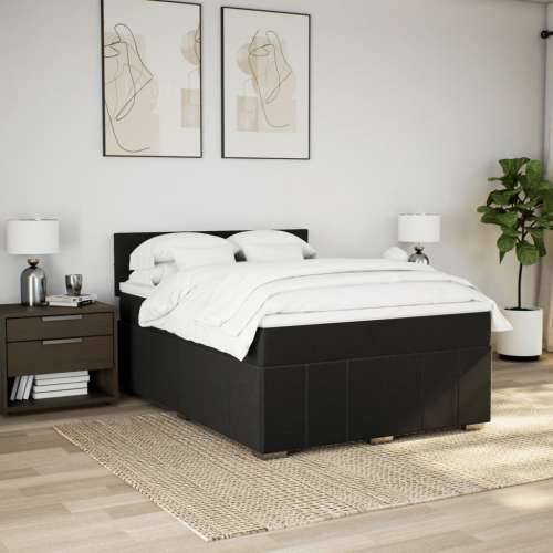 Krevet s oprugama i madracem crni 160x200 cm od tkanine - Crna 160 x 200 cm Blok s kvadratima Cijena