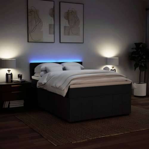 Krevet s oprugama i madracem crni 160x200 cm od tkanine - Crna 160 x 200 cm Blok s kvadratima Cijena