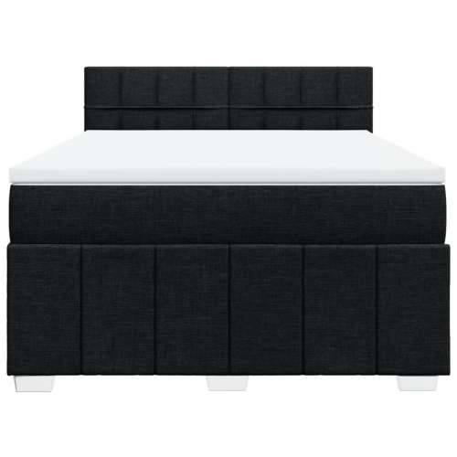 Krevet s oprugama i madracem crni 160x200 cm od tkanine - Crna 160 x 200 cm Blok s kvadratima Cijena