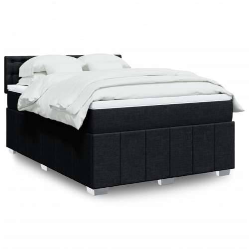 Krevet s oprugama i madracem crni 160x200 cm od tkanine - Crna 160 x 200 cm gumbi Cijena