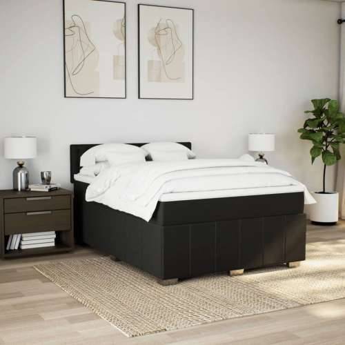 Krevet s oprugama i madracem crni 160x200 cm od tkanine - Crna 160 x 200 cm gumbi Cijena