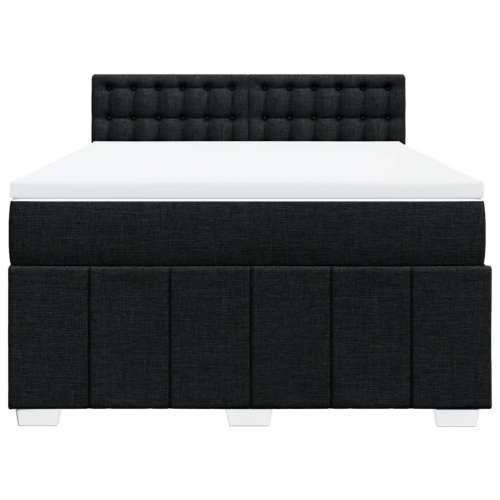 Krevet s oprugama i madracem crni 160x200 cm od tkanine - Crna 160 x 200 cm gumbi Cijena