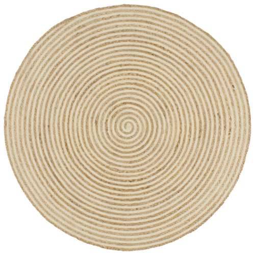 Ručno rađeni tepih od jute sa spiralnim uzorkom bijeli 90 cm
