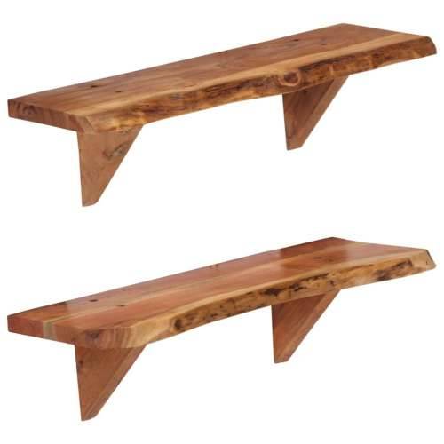 Zidne police od masivnog bagremovog drva 2 kom 60 x 20 x 18 cm - 60 x 20 x 18 cm 2 1 Cijena
