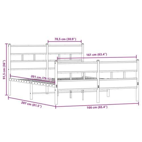 Metalni okvir kreveta bez madraca boja hrasta sonome 160x200 cm - sonoma hrast 160 x 200 cm s uzglavljem i podnožjem Cijena