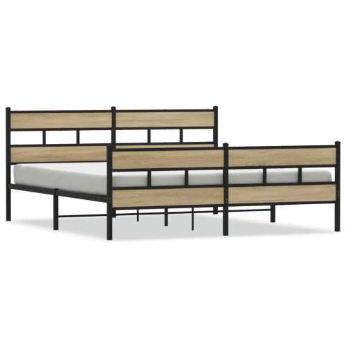 Metalni okvir kreveta bez madraca boja hrasta sonome 183x213 cm sonoma hrast 183 x 213 cm s uzglavljem i podnožjem Cijena