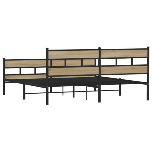 Metalni okvir kreveta bez madraca boja hrasta sonome 183x213 cm sonoma hrast 183 x 213 cm s uzglavljem i podnožjem Cijena