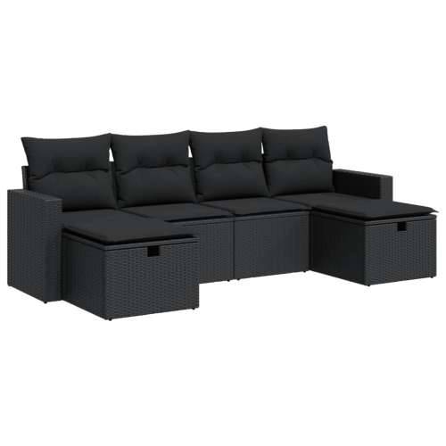 Vrtna garnitura - 6-dijelni set vrtnih sofa s jastucima crni od poliratana - Crna sa spremištem i torbom 1 Cijena