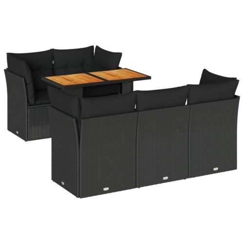 Vrtna garnitura - 6-dijelni set vrtnih sofa s jastucima crni od poliratana - Crna sa spremištem 1 Cijena