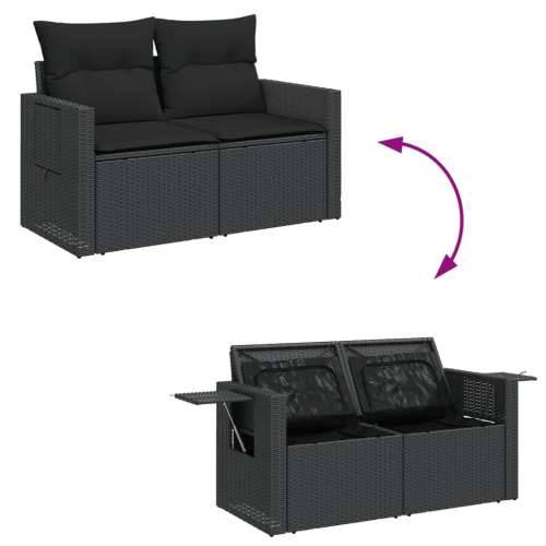 Vrtna garnitura - 6-dijelni set vrtnih sofa s jastucima crni od poliratana - Crna sa spremištem 1 Cijena