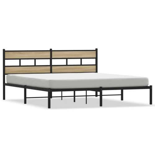 Metalni okvir kreveta bez madraca boja hrasta sonome 200x200 cm - sonoma hrast 200 x 200 cm s uzglavljem Cijena