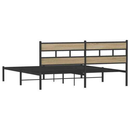 Metalni okvir kreveta bez madraca boja hrasta sonome 200x200 cm - sonoma hrast 200 x 200 cm s uzglavljem Cijena