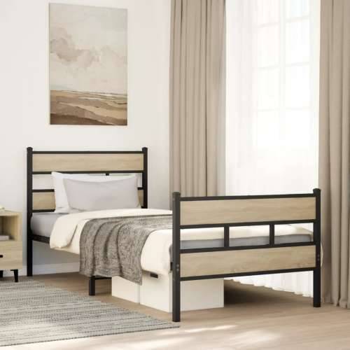 Metalni okvir kreveta bez madraca boja hrasta sonome 107x203 cm - sonoma hrast 107 x 203 cm s uzglavljem i podnožjem Cijena
