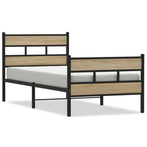 Metalni okvir kreveta bez madraca boja hrasta sonome 107x203 cm - sonoma hrast 107 x 203 cm s uzglavljem i podnožjem Cijena