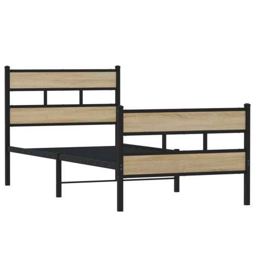 Metalni okvir kreveta bez madraca boja hrasta sonome 107x203 cm - sonoma hrast 107 x 203 cm s uzglavljem i podnožjem Cijena