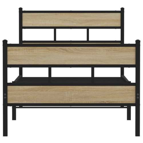 Metalni okvir kreveta bez madraca boja hrasta sonome 107x203 cm - sonoma hrast 107 x 203 cm s uzglavljem i podnožjem Cijena
