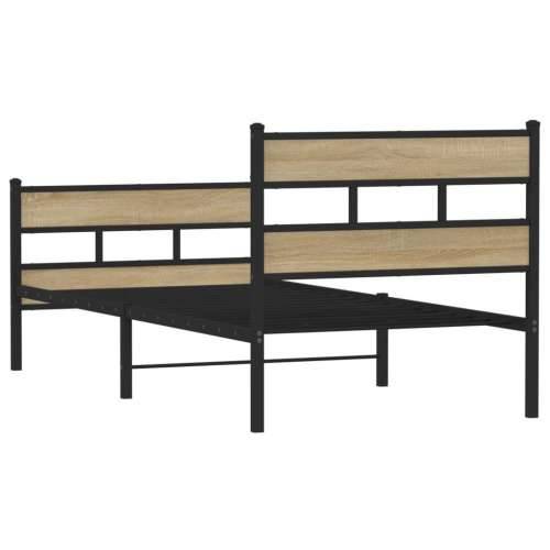 Metalni okvir kreveta bez madraca boja hrasta sonome 107x203 cm - sonoma hrast 107 x 203 cm s uzglavljem i podnožjem Cijena