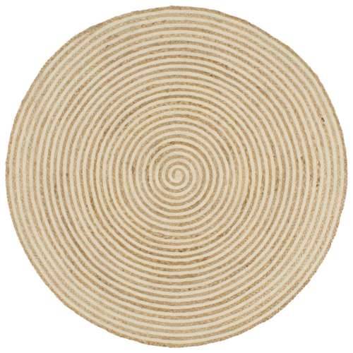 Ručno rađeni tepih od jute sa spiralnim uzorkom bijeli 120 cm Cijena