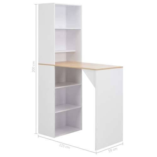 Barski stol s ormarićem bijeli 115 x 59 x 200 cm - Bijela i smeđa 1 Cijena